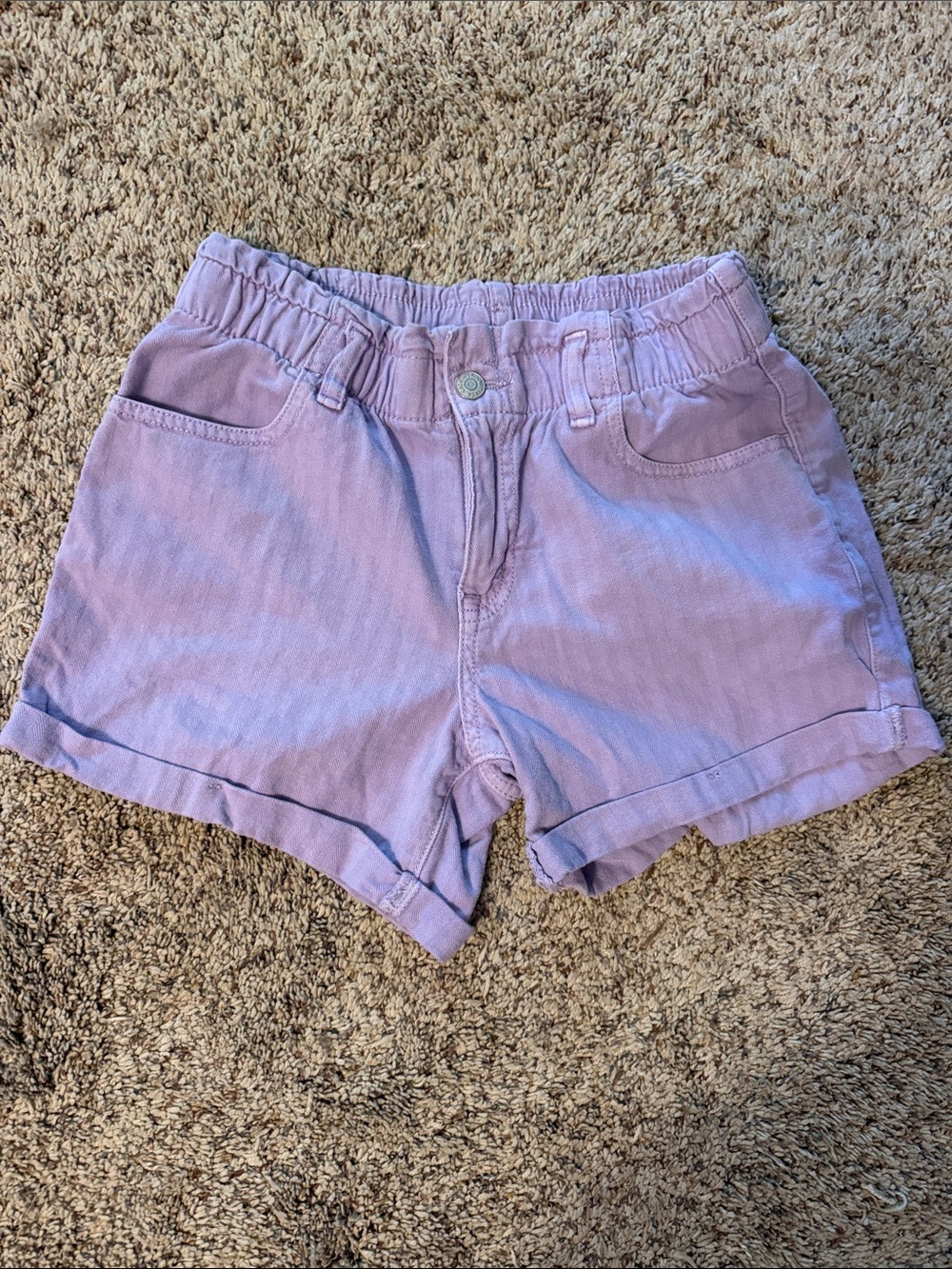 Girls' Lavender Elastic-Waist DenimShorts